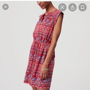 LOFT Fan Floral Paisley Shirt Dress